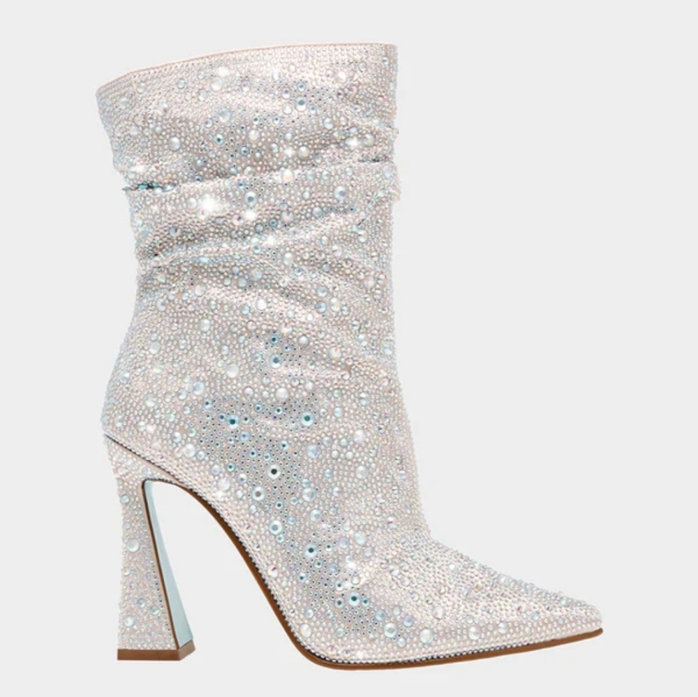 Betsey Johnson Silver Heeled Boots